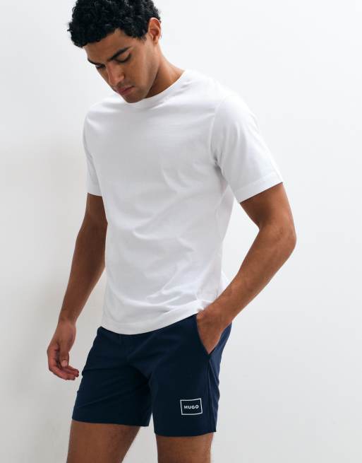 HUGO Red Laze lounge wear logo shorts in navy , 4 of 5