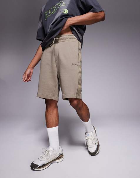 HUGO RED Liam taped logo lounge shorts in light brown - view 1