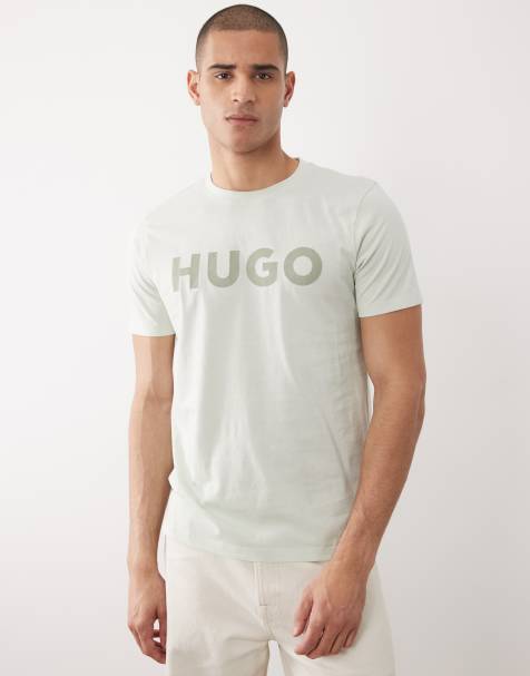 HUGO Red – Ljusgrå t-shirt i bomullsjersey med logga - view 1