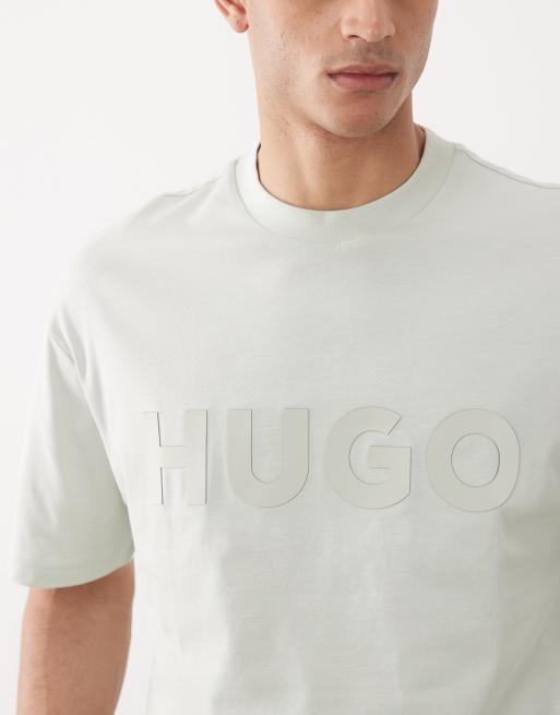 HUGO Red – Ljusgrön t-shirt i bomullsjersey med reflekterande logga, 3 av 5