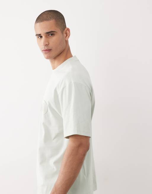 HUGO Red – Ljusgrön t-shirt i bomullsjersey med reflekterande logga, 4 av 5