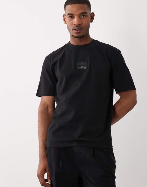 HUGO Red – Locker geschnittenes T-Shirt in Schwarz mit Logo-Aufnäher, 3 von 5