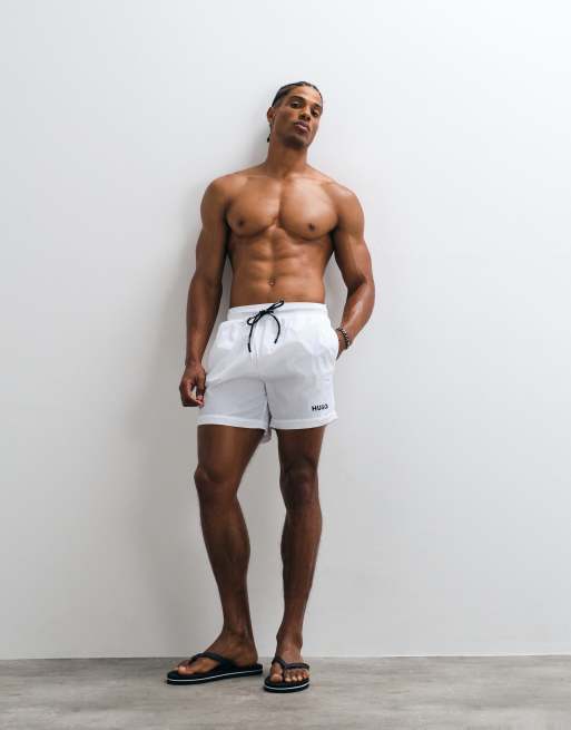HUGO Red logo badeshorts i hvid, 4 af 5