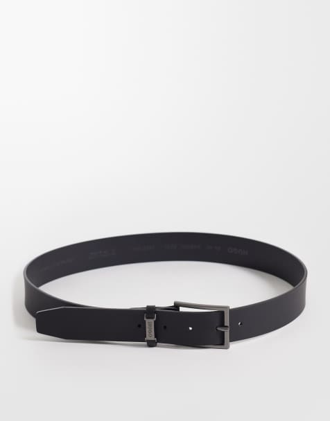 HUGO Red logo detail matte belt black - view 1