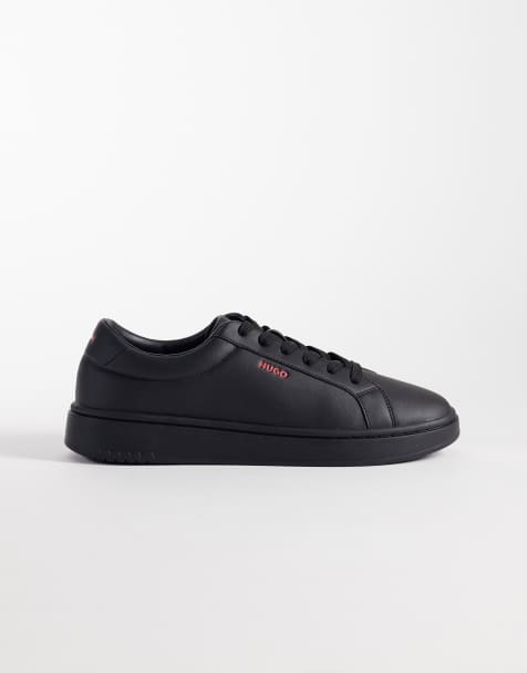 HUGO Red logo detail trainers in black - view 1