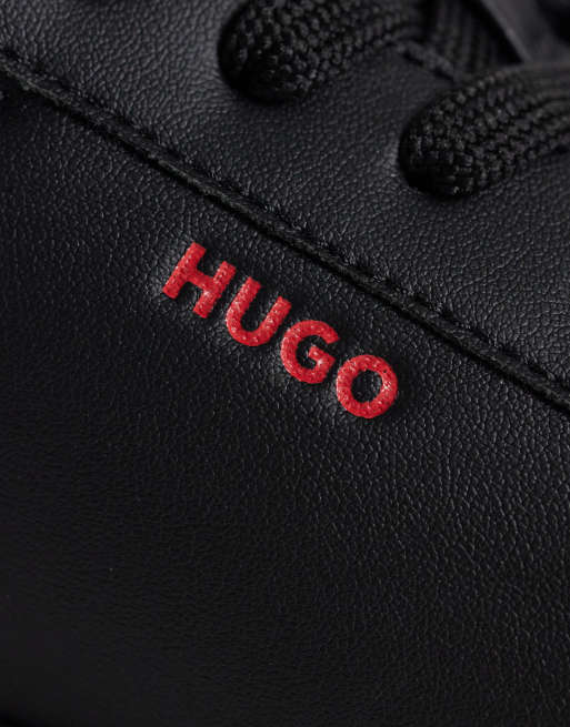 HUGO Red logo detail trainers in black, 2 of 5