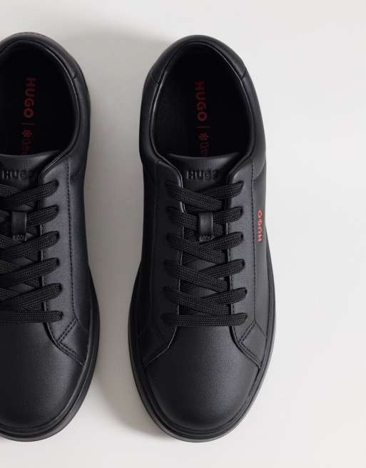 HUGO Red logo detail trainers in black, 3 of 5