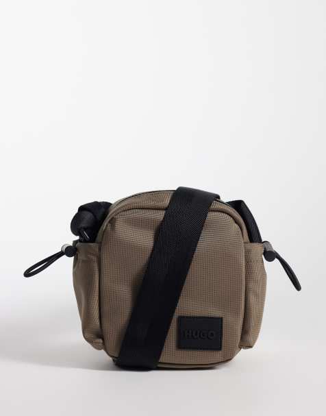 HUGO Red logo label across body bag in grey - view 1