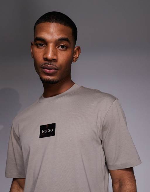 HUGO Red logo label t-shirt in brown, 5 of 5