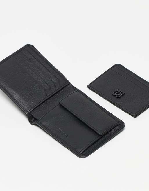 HUGO RED logo leather wallet and cardholder giftset in black, 3 of 3
