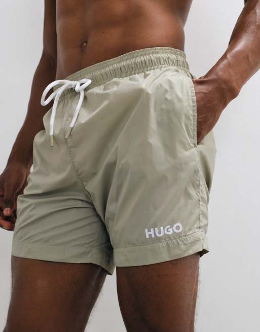 HUGO Red logoshorts för bad i beige, 2 av 5