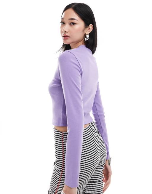 HUGO Red long sleeve baby t-shirt in purple, 2 of 4