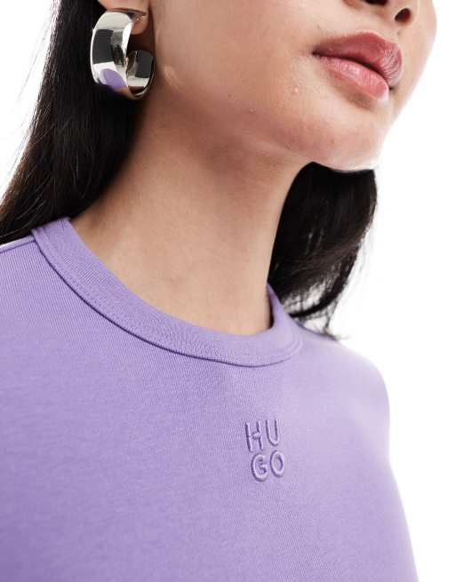 HUGO Red long sleeve baby t-shirt in purple, 3 of 4