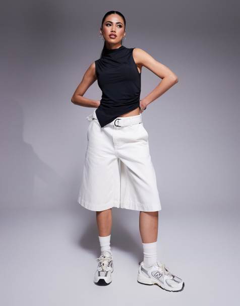 Hugo Red long tailored jort in off white - view 1