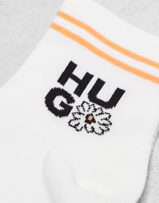 HUGO Red - Lot de 2 paires de chaussettes avec logo superposé et motif petites fleurs, 3 de 3
