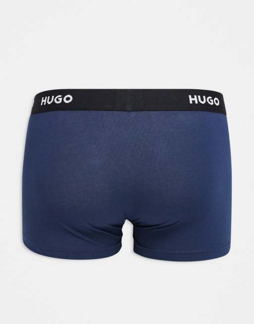 HUGO Red - Lot de 3 boxers avec taille à logo- Imprimé rouge/bleu marine/rouge, 3 de 3