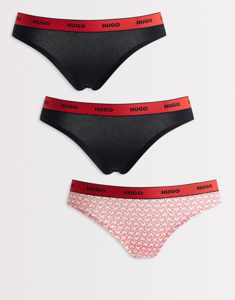 HUGO Red - Lot de 3 strings à taille à logo - Rose et noir - view 1