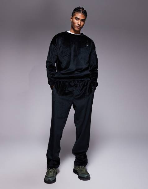 HUGO Red – Lounge-Hose aus Samt in Schwarz, Kombiteil - view 1