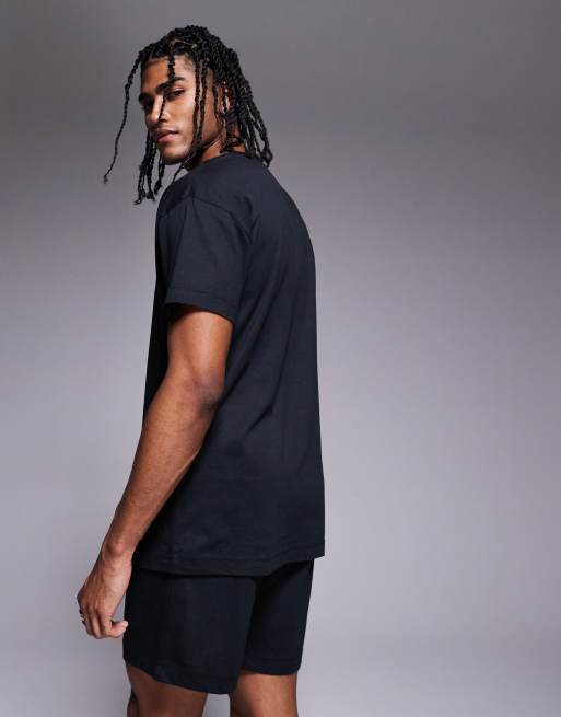 HUGO Red – Lounge-Set aus T-Shirt und Shorts in Schwarz mit Box-Logo, 3 von 4