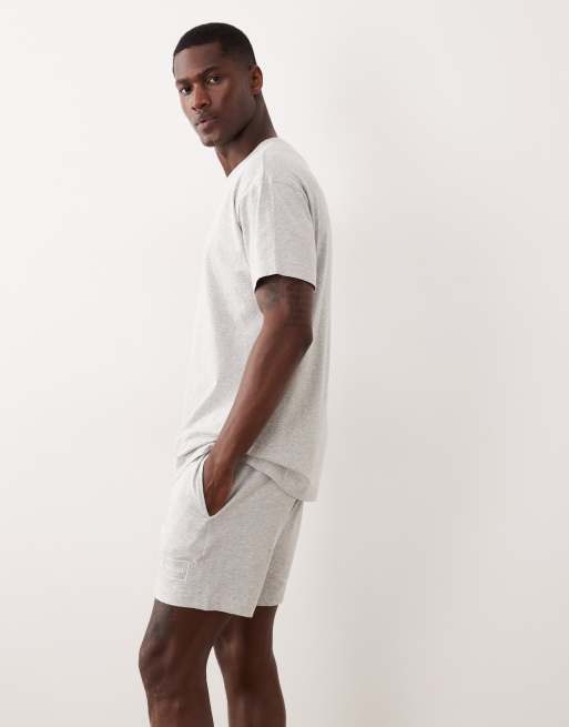 HUGO Red – Lounge-Shorts aus Baumwolle in Grau mit Logo, Kombiteil, 2 von 5