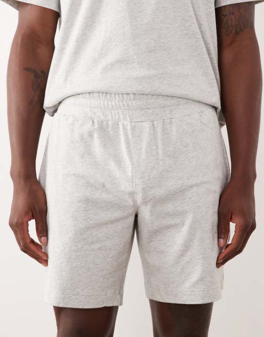 HUGO Red – Lounge-Shorts aus Baumwolle in Grau mit Logo, Kombiteil, 4 von 5