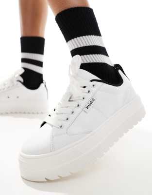 Hugo Red Lyssa Chunky Trainers In White - Discount £34