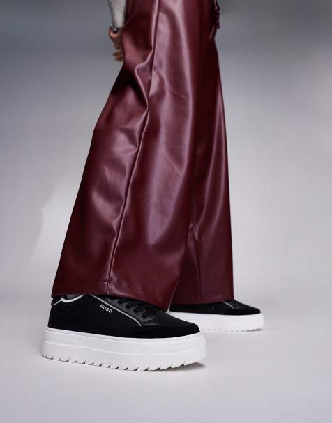 HUGO Red – Lyssa – Svarta sneakers med nylondetaljer och platåsula - view 1