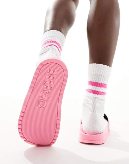 Pink hugo boss sliders hotsell