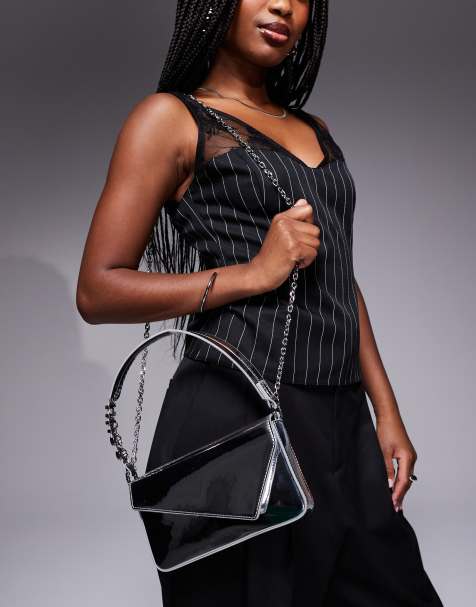 HUGO Red Mel clutch bag with detachable straps in silver - view 1
