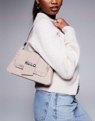 HUGO Red - Mel - Sac porté épaule à logo - Beige-Neutre