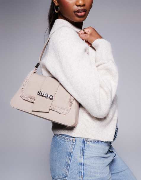 HUGO Red Mel shoulder bag with logo in beige - view 1