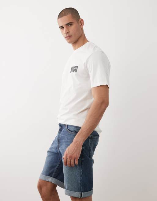 HUGO Red - Mellemblå shorts i denim med tapered fit , 3 af 5