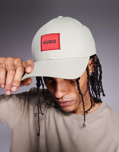HUGO RED Men label logo cotton baseball cap in light green - view 1