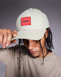 [Hugo Red] Hugo Red Men label logo cotton baseball cap in light green One Size Light green
