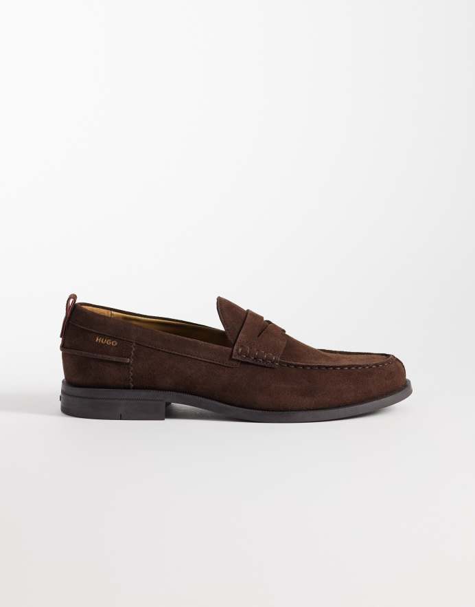 Hugo Red Mocasines marrones con detalle de logo de texto