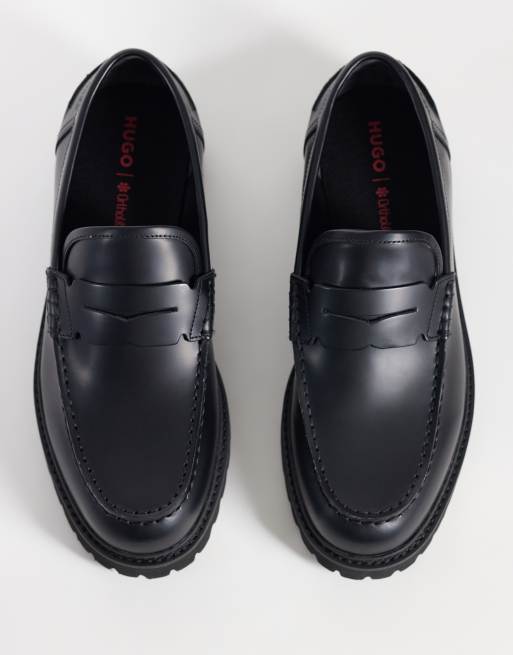 HUGO Red mocassins en cuir noirs, 2 de 4
