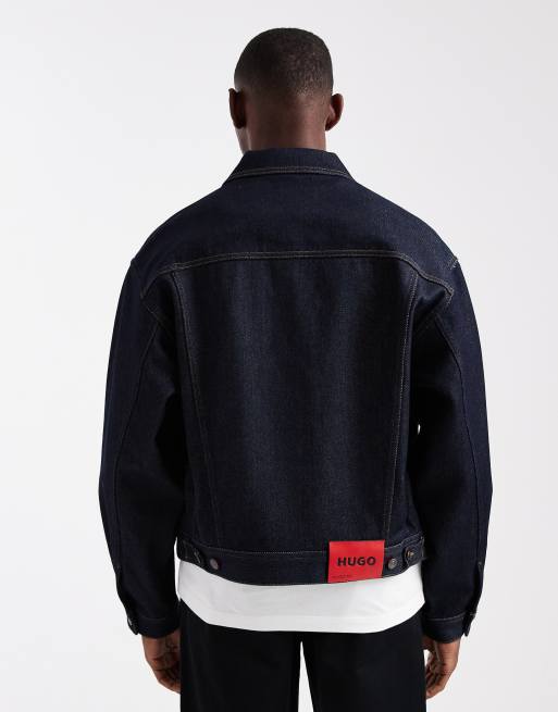 HUGO RED – Mörkblå, kraftig, figursydd jeansjacka, 3 av 5