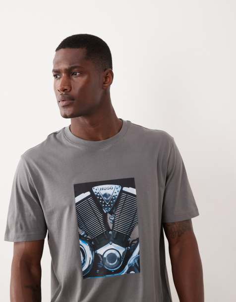 Hugo Red - Mørkegrå T-shirt med print - view 1