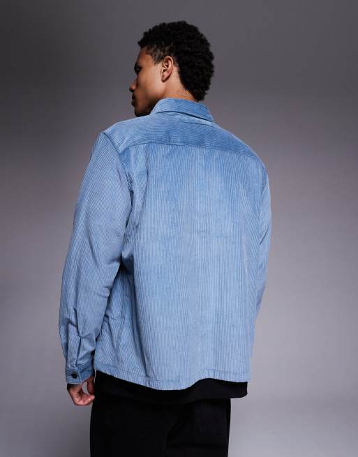 HUGO Red - Oversized overhemd van corduroy in middenblauw, 3 van 5