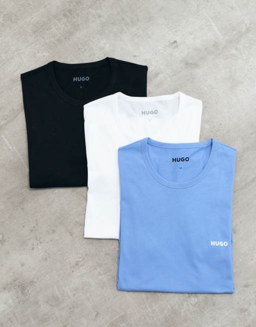 HUGO Red - pack de 3 camisetas con logo y logo en el pecho en varios colores