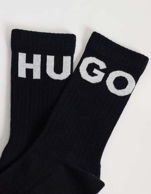 HUGO Red - Pack de 3 pares de calcetines deportivos negros, 3 de 3
