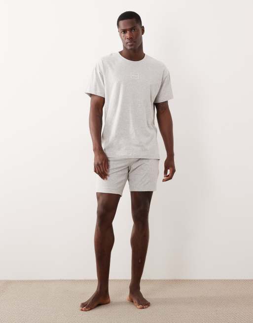 Hugo Red - Pantaloncini da casa in cotone grigi con logo in coordinato, 3 di 5