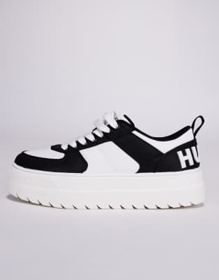 Hugo Red Platform Chunky Sneakers In Black
