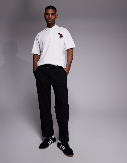 HUGO Red - Polo oversize à logo imprimé - Blanc, 2 de 5