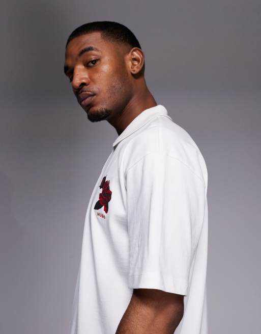 HUGO Red - Polo oversize à logo imprimé - Blanc, 5 de 5
