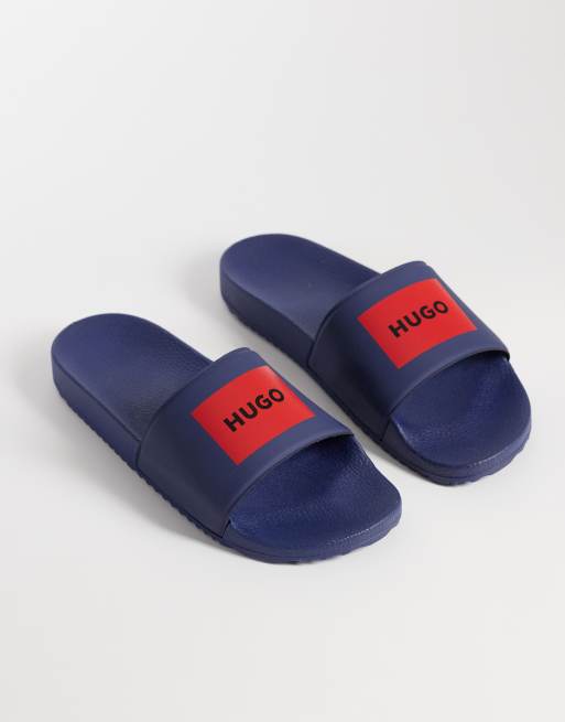 HUGO Red red box logo slider in navy, 3 of 4