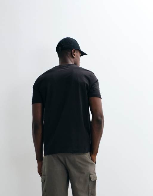 HUGO Red regular fit chest rose print t-shirt in black  , 5 of 5
