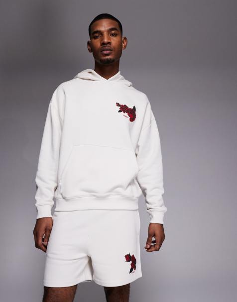 HUGO Red regular fit printed logo shorts in white - view 1