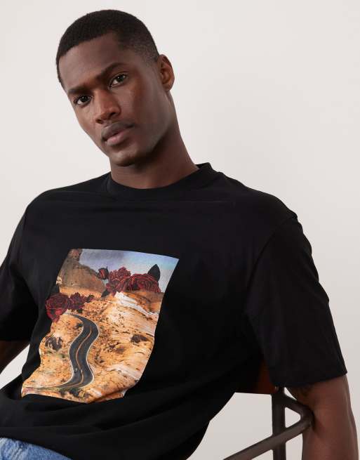 HUGO Red relaxed fit printed t-shirt in black, 3 of 5
