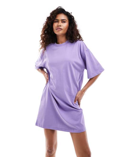 HUGO Red relaxed t-shirt dress in purple | ASOS